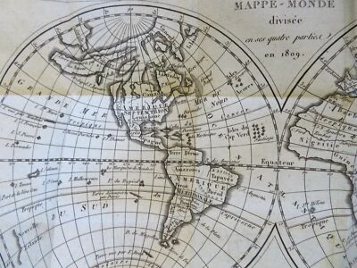 Napoleonic France Geography Book 1809 leather atlas w/ 16 world maps-image