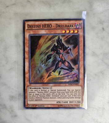 Yu-Gi-Oh TCG: Destiny HERO Drilldark DESO-EN001 1st Edition 1996 LP Condition-image