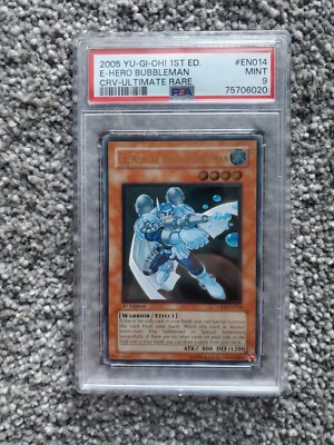 Yu-Gi-Oh! Elemental Hero Bubbleman CRV-EN014 Ultimate Rare 1st Ed PSA 9 Mint-image