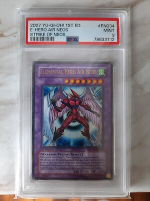 YuGiOh Elemental Hero Air Neos STON-EN034 1st Edition Ultra Rare PSA 9 Mint-image