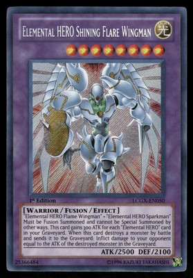 Yugioh! Elemental HERO Shining Flare Wingman LCGX-EN050 Secret Rare 1st Ed MP-image