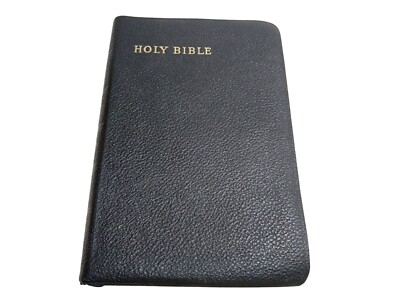 Holy Bible Collins Concordance Edition Red Letter Black Leather Gilded Maps 1970-image