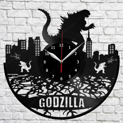 Godzilla Vinyl Record Wall Clock Decor Fan Art Handmade original gift 246-image