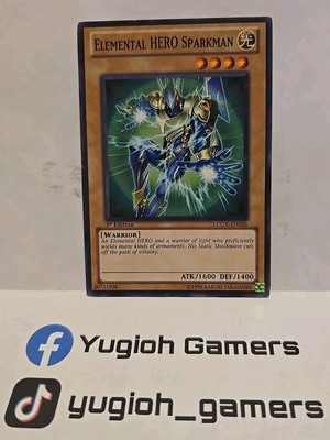 YUGIOH ELEMENTAL HERO SPARKMAN LCGX-EN006 1ST EDITION COMMON LIGHT PLAYED -image