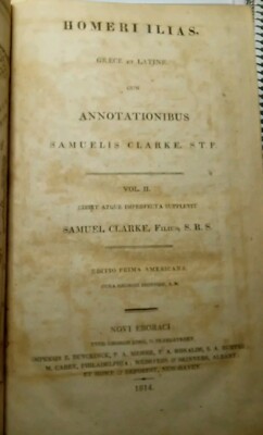 HOMERI ILIAS. Greace et Latine cum Annotationibus Samuelis Clarke. Vol. II. 1814-image