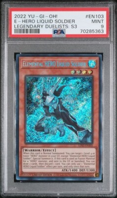 Yugioh Elemental Hero Liquid Soldier Limited Secret Rare PSA 9 Mint - Free Pack!-image