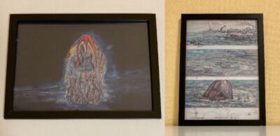 2setGODZILLA HEDORAH framed clearfile poster Yasuyuki Inoue art Picture Japan-image
