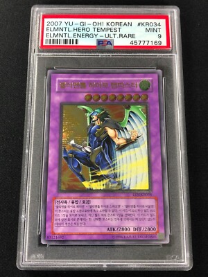 YUGIOH ELEMENTAL HERO TEMPEST EEN-KR034 ULTIMATE RARE PSA 9 GRADED-image