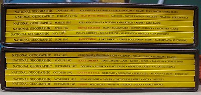 National Geographic Magazine 1992 with Maps and Leather Sleeves-image