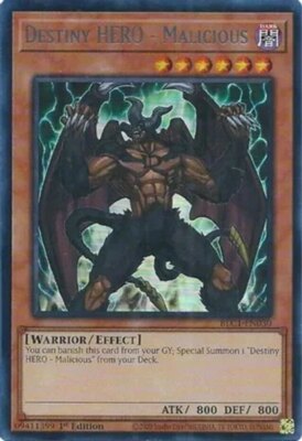 Yugioh! Destiny HERO - Malicious (Silver) - BLC1-EN030 - Ultra Rare - 1st Editio-image