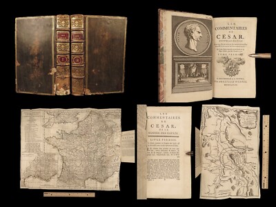 1763 Julius Caesar WAR Commentaries Military Tactics Hirtius Bellum Anville MAPS-image