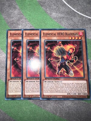 Yugioh 3x Common Elemental Hero Blazeman SGX2-ENA11 NM -image