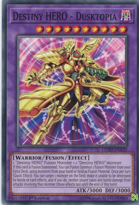 Yugioh Destiny HERO - Dusktopia  LEHD-ENA32 Common NM x3 Play Set-image