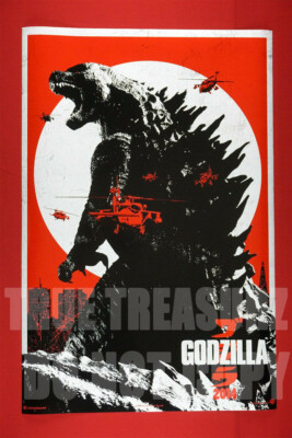 Godzilla King of the Monsters Vintage Red Black 2014 Movie Poster 24X36 New GD14-image