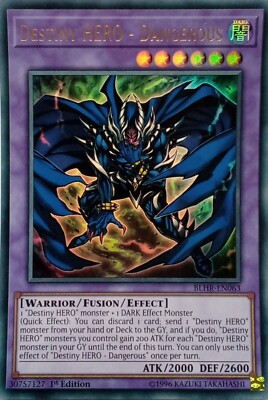 BLHR-EN063 DESTINY HERO - DANGEROUS ULTRA RARE 1ST EDITION YuGiOh CARD-image