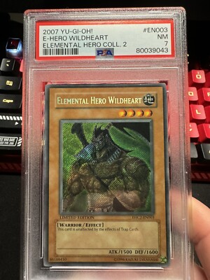 PSA 7 Elemental Hero Wildheart Secret Rare Limited Edition EHC2-EN003 YuGiOh-image