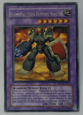 Yu-gi-oh! TCG Elemental Hero Rampart Blaster Rare DP1-EN012 Moderately Played -image