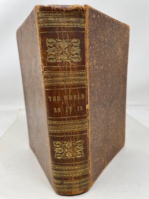 The World As It Is By Samuel Perkins 1839 Fifth Ed. Leather Binding Fold Out Map-image