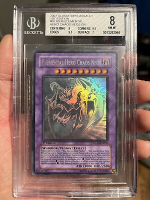 2007 Gladiator Assault Elemental Hero Chaos Ghost Rare #GLAS36 1st Edition BGS 8-image