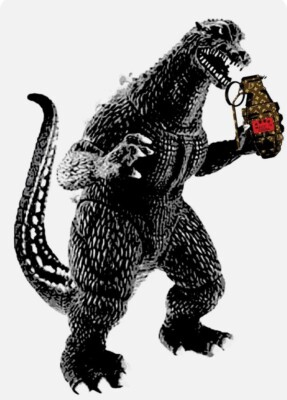 DEATH NYC ltd ed signed street pop art print 45x32cm Godzilla Grenade Minus One-image