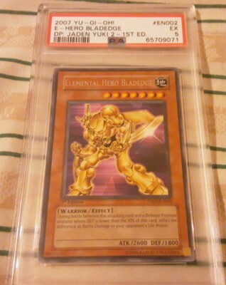 2007 Yugioh Elemental Hero Bladedge DP: Jaden Yuki 2 1st Edition - PSA 5 EX-image