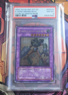 Elemental Hero Grand Neos STON-EN035 Ultimate Rare 1st Edition PSA 8	Yugioh Card-image
