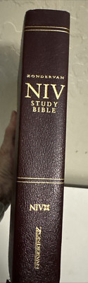 NIV Study Bible Red Letter Edition 2002 Zondervan Bonded Burgandy Leather-image
