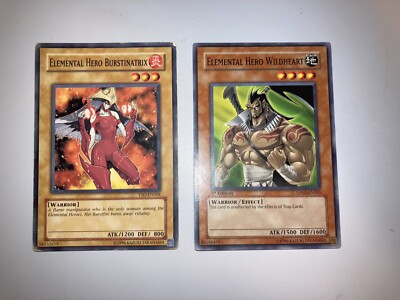 yugioh card lot of 2 Elemental hero wildheart and elemental hero burstinatrix -image