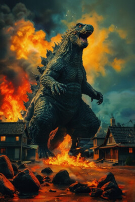 Classic Godzilla Original Fine Art Poster Freaky Monsters Famous Monsters-image
