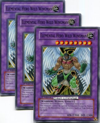 3 X YU-GI-OH ELEMENTAL HERO WILD WINGMAN 1ST ED COMMON MINT DP03-EN011-image