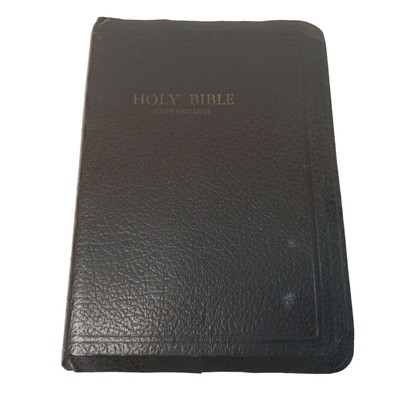 Vintage Holy Bible Concordance KJV Red Letter Leather Bound Whittemore 1950s Map-image