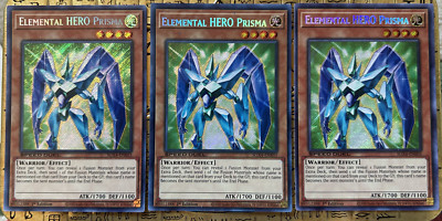 YuGiOh PLAYSET Elemental HERO Prisma SGX4-ENE03 x3 1st Ed Secret Rare-image