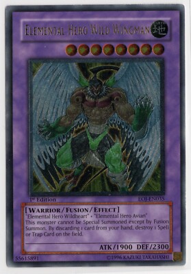 Yugioh Elemental Hero Wild Wingman EOJ-EN035 Ultimate Rare 1st Edition Mod Play-image