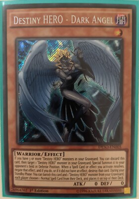 YuGiOh Destiny HERO - Dark Angel Secret Rare 1st Edition DESO-EN005-image