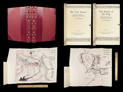1966 EXQUISITE Lord of the Rings Tolkien Two Towers + Return of King Maps 2V-image
