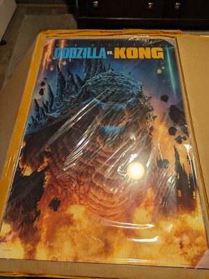 2024 BOTTLENECK GALLERY PABLO OLIVERA GODZILLA VS KONG Acrylic Set of 24x36-image