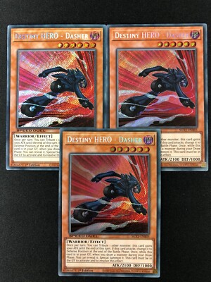 YUGIOH DESTINY HERO DASHER SECRET RARE! X3 1ST SGX1-ENB05 (NM) SPEED DUEL-image