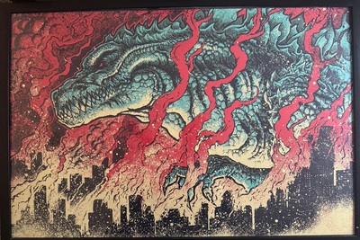 Godmachine Screen Print King Of Monsters 24 X 36 Godzilla-image