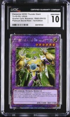 Elemental Hero Thunder Giant *CGC GEM MINT 10* RA03-EN153 * Platinum Secret Rare-image