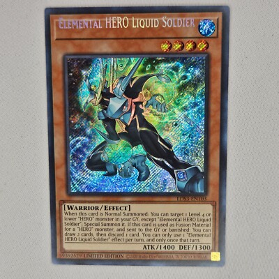 MISPRINT SECRET RARE LIMITED ELEMENTAL HERO LIQUID SOLDIER LDS3-EN103 NM YUGIOH-image