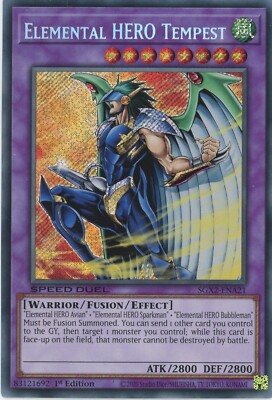 Yugioh Elemental Hero Tempest SGX2-ENA21 Secret Rare 1st Edition NM-image