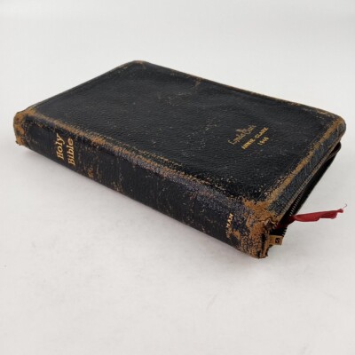 The Holy Bible Holman Leather Cover Vintage 1950’s KJV King James Zipper-image