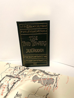 The Two Towers by JRR Tolkien, 1984, Easton Press with Map included. Leather-image