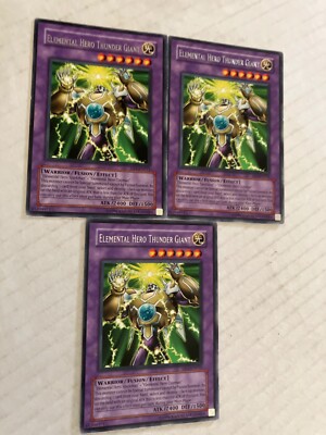 3 elemental hero thunder giant unlimited rare yu-gi-oh gaming cards cscan-image