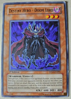 Yugioh Destiny Hero - Doom Lord 1st Edition DP05-EN001-image