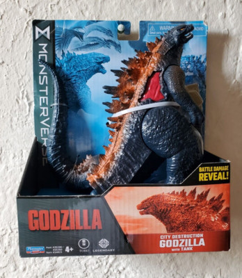 Godzilla vs Kong Battle City Destruction Godzilla W/Tank Playmates Toys Rare-image