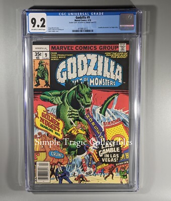 GODZILLA #9 Marvel Comics DOUBLE COVER - CGC 9.2 OW/W Las Vegas Herb Trimpe Art-image