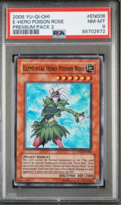 2018 YUGIOH ELEMENTAL HERO POISON ROSE PP02-EN006 PREMIUM PACK 2, PSA 8 NM-MINT-image