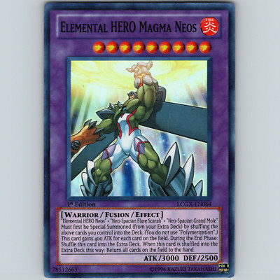 Yugioh Elemental HERO Magma Neos LCGX-EN064 1st Edition Super Rare Holo - VLP-NM-image