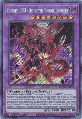 Destiny Hero - Destroyer Phoenix Enforcer BODE-EN039 Secret Rare 1st Edition-image